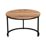 Masuta de cafea set 3 piese Frina, lemn masiv de mango, Naturala, 70x70x45 cm