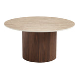 Masuta de cafea Sikulu, Aspect travertin, Nuc - Stejar, D80x40 cm - Nuc