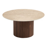 Masuta de cafea Sikulu, Aspect travertin, Nuc - Stejar, D80x40 cm - Nuc