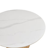 Masuta de cafea Sikulu, Aspect travertin, Nuc - Stejar, D80x40 cm - Stejar