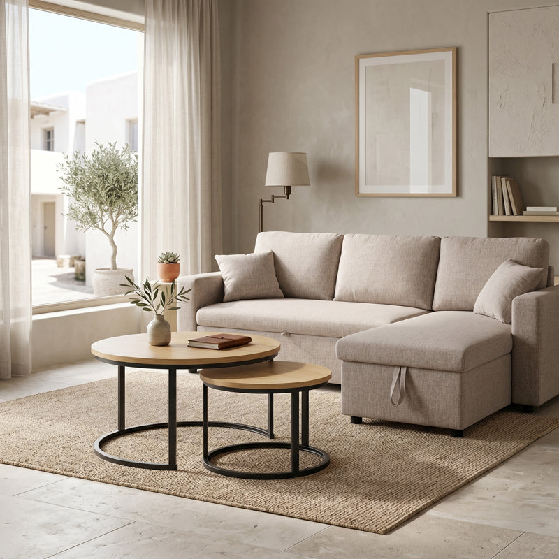Mese de cafea Solme I, Set 2 piese, 80x80x45 cm - Mese de cafea Solme I, Set 2 piese, 80x80x45 cm - 271-000049