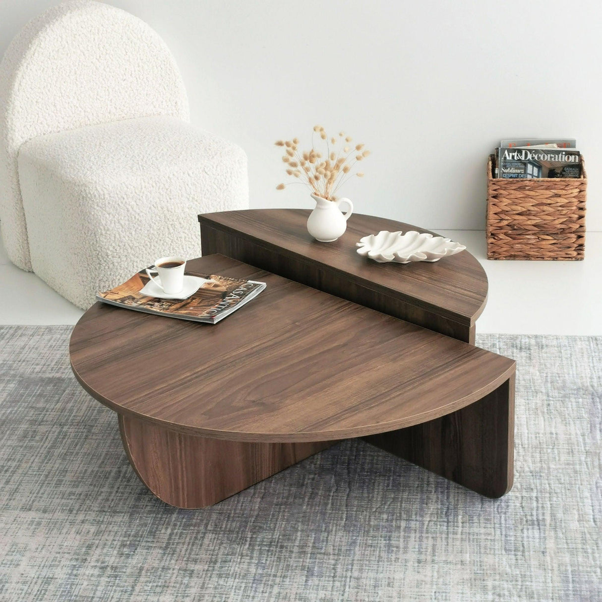 Masuta de cafea Sufragerie Podium, Stejar- Nuc, 90x60x30 cm - Nuc