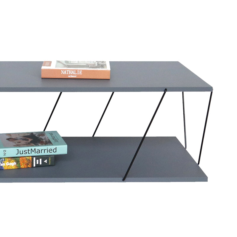 Masuta de cafea Tars, gri-negru, 120x48x30 cm, detaliu produs