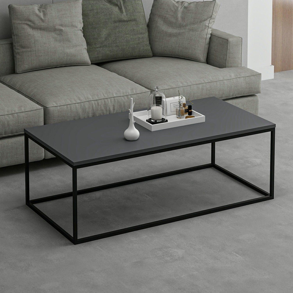 Masuta de Cafea Tiger - Anthracite, Gri, 120x42x60 cm
