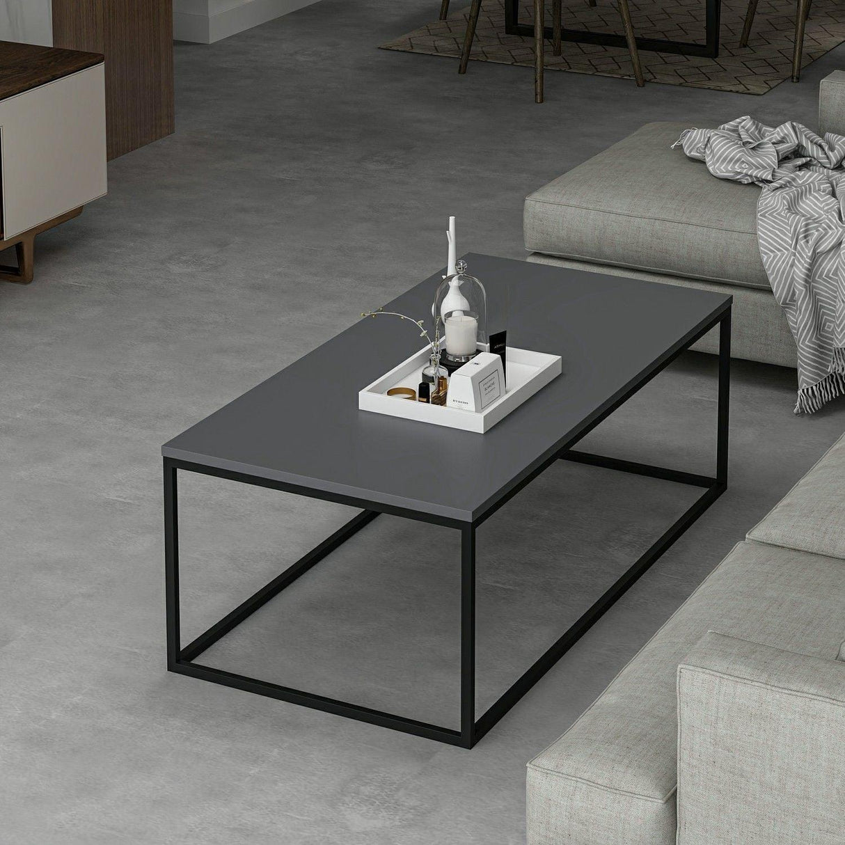 Masuta de Cafea Tiger - Anthracite, Gri, 120x42x60 cm