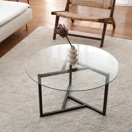 Masuta de cafea Triopa, Transparent, Negru, 75x42x75 cm