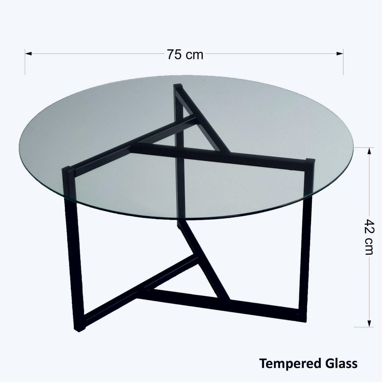 Masuta de cafea Triopa, Transparent, Negru, 75x42x75 cm