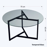 Masuta de cafea Triopa, Transparent, Negru, 75x42x75 cm