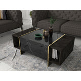 Masuta de cafea Veyron, Negru, 104x38x60 cm