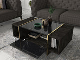 Masuta de cafea Veyron, Negru, 104x38x60 cm