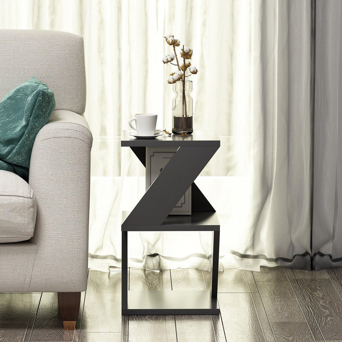 Tabel lateral Albeni - Anthracite, Gri, 50x30x30 cm