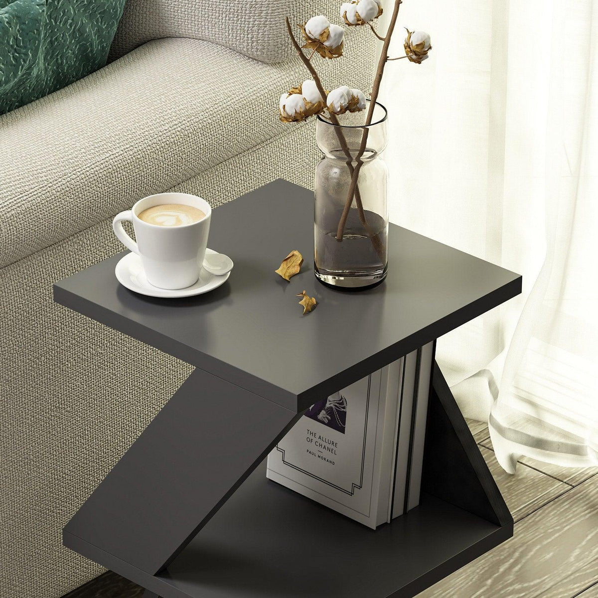 Tabel lateral Albeni - Anthracite, Gri, 50x30x30 cm