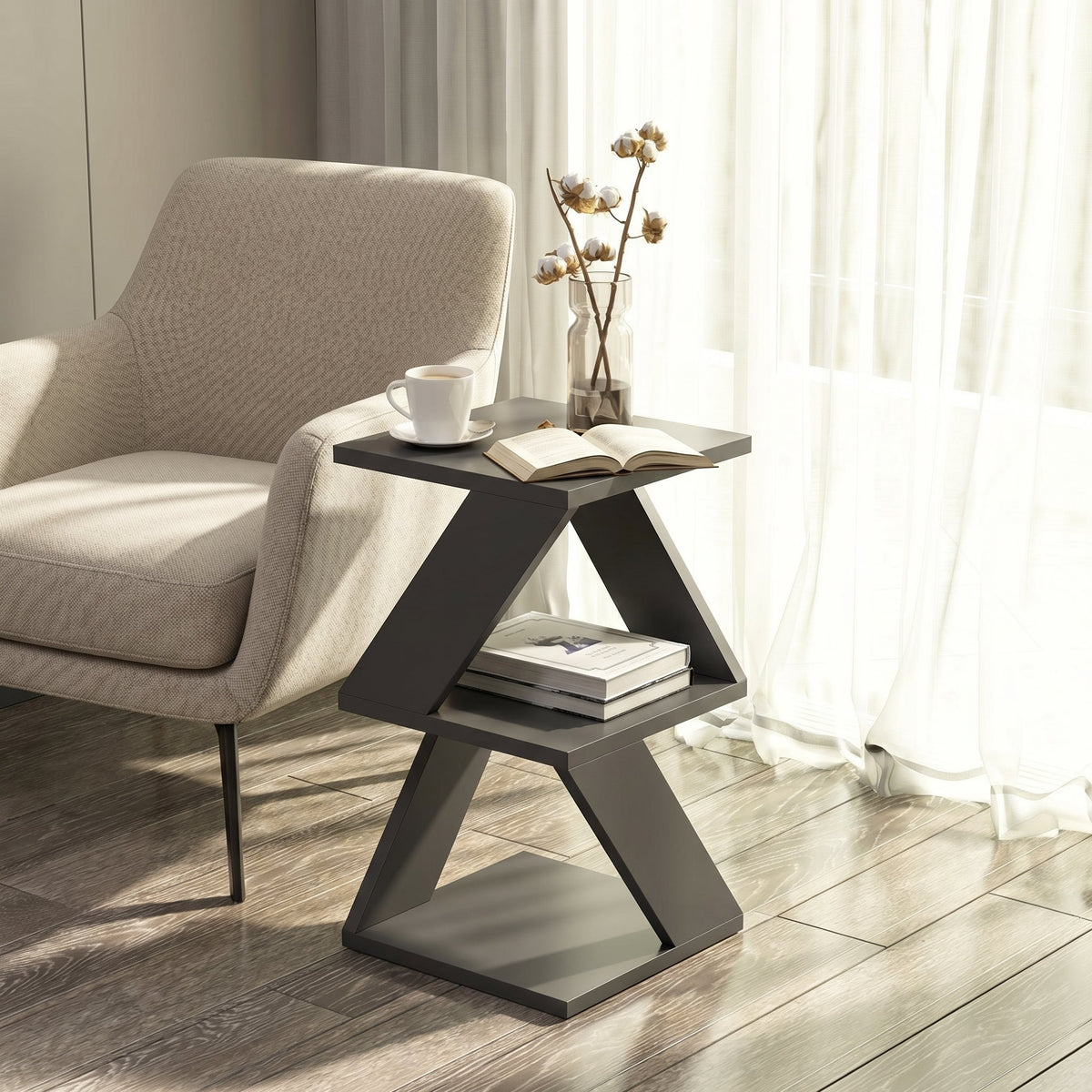 Tabel lateral Albeni - Anthracite, Gri, 50x30x30 cm