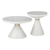 Masuta laterala Coozlin marmura alba cu metal, alb-auriu, 70x70x40 cm