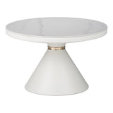 Masuta laterala Coozlin marmura alba cu metal, alb-auriu, 70x70x40 cm