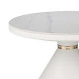 Masuta laterala Coozlin marmura alba cu metal, alb-auriu, 70x70x40 cm