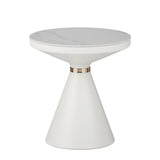 Masuta laterala Coozlin marmura alba piatra sinterizata si metal, alb-auriu, D50x50 cm
