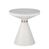 Masuta laterala Coozlin marmura alba piatra sinterizata si metal, alb-auriu, D50x50 cm