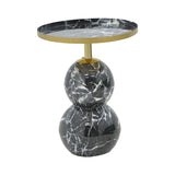 Masuta laterala Dearest marmura metal, negru-auriu, D41x57 cm