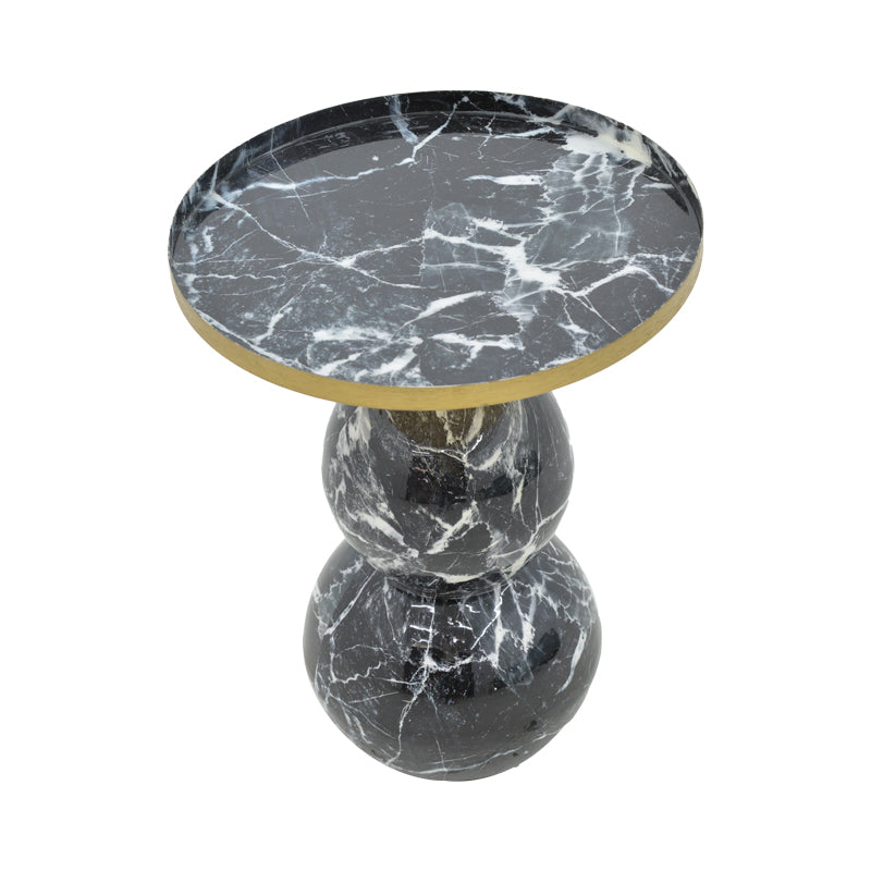 Masuta laterala Dearest marmura metal, negru-auriu, D41x57 cm