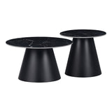Masuta laterala Fabrin marmura neagra piatra sinterizata-metal, negru, 50x50x46 cm