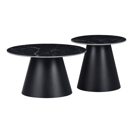 Masuta laterala Fabrin marmura neagra piatra sinterizata-metal, negru, 50x50x46 cm