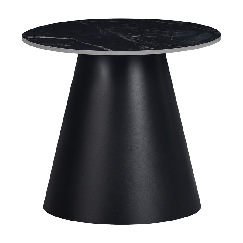 Masuta laterala Fabrin marmura neagra piatra sinterizata-metal, negru, 50x50x46 cm