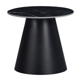 Masuta laterala Fabrin marmura neagra piatra sinterizata-metal, negru, 50x50x46 cm