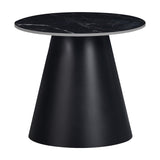 Masuta laterala Fabrin piatra sinterizata neagra cu metal, negru, 50x50x46 cm
