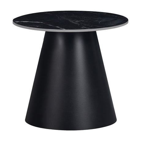 Masuta laterala Fabrin piatra sinterizata neagra cu metal, negru, 50x50x46 cm