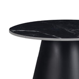 Masuta laterala Fabrin piatra sinterizata neagra cu metal, negru, 50x50x46 cm