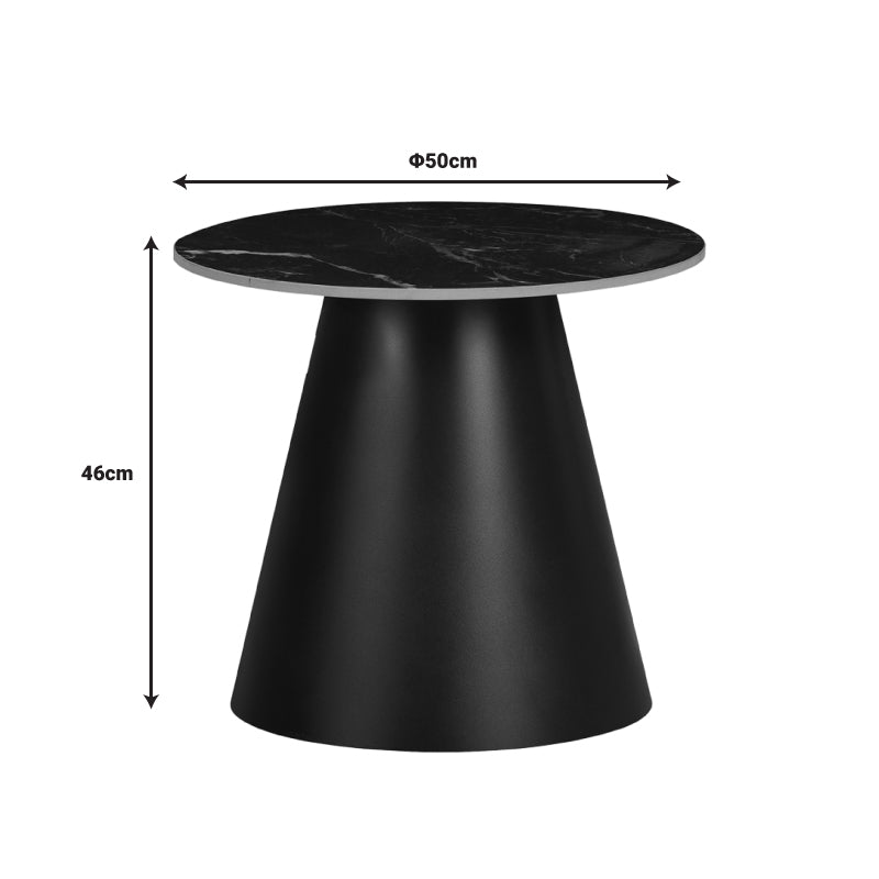 Masuta laterala Fabrin piatra sinterizata neagra cu metal, negru, 50x50x46 cm