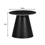 Masuta laterala Fabrin piatra sinterizata neagra cu metal, negru, 50x50x46 cm