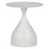 Masuta laterala Kirkene piatra sinterizata, marmura alba si metal, alb, 50x50x50 cm
