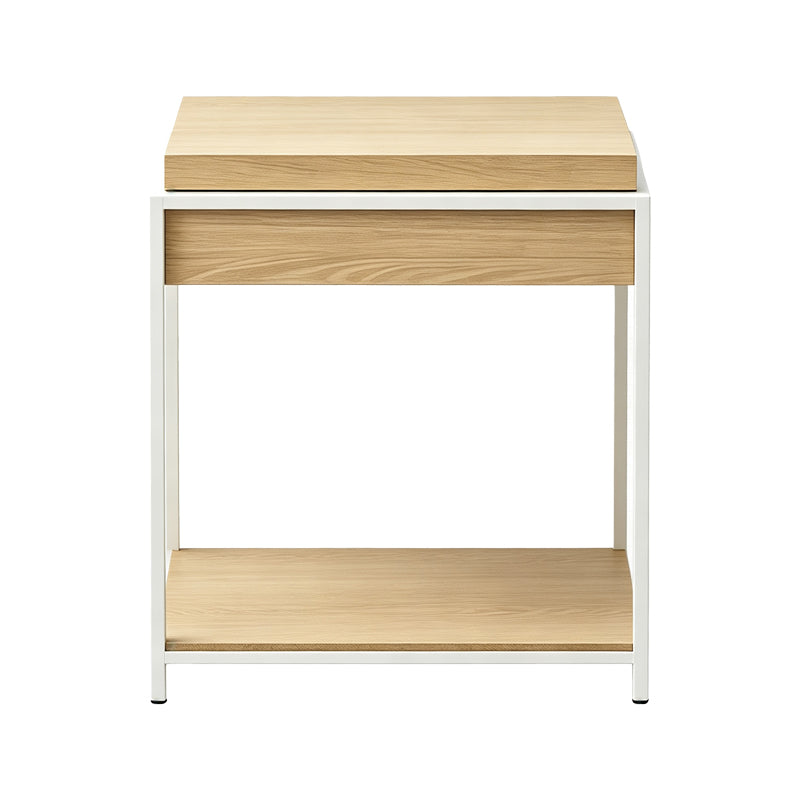 Măsuță laterală Odar, cu depozitare, Diverse culori, 51x51x60 cm - Stejar - Alb | SKU: 431-000009 | Măsuță laterală Odar, cu depozitare, 51x51x60 cm, varianta Stejar - Alb, produs pentru amenajarea locuinței, disponibil online în România la CasaMob