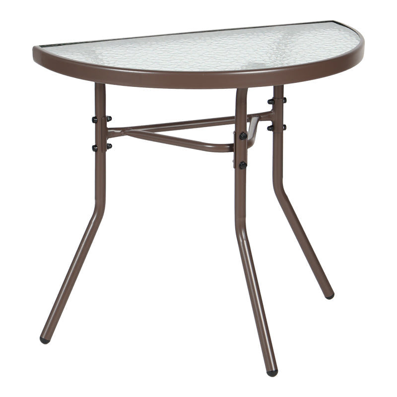 Masă semicirculară cu funcție Bion, Sticlă-metal, gri închis, 70x40x65 cm - Masă semicirculară cu funcție Bion, Sticlă-metal, gri închis, 70x40x65 cm