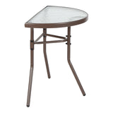Masă semicirculară cu funcție Bion, Sticlă-metal, gri închis, 70x40x65 cm - Maro