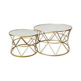 Masute cafea Pelosif Auriu set 2buc metal, 80x80x48 cm