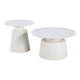 Mese de cafea Dualis, Set 2 piese, 70x70x38 cm - Alb