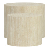 Masute laterale 2 bucati cu aspect de travertin Zonar, Bej, 45x45x50 cm