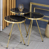 Masuțe Weber, set de 3 piese, Negru - Alb, 34x34x52 cm - Negru
