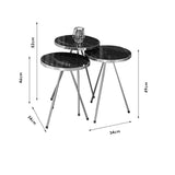 Masuțe Weber, set de 3 piese, Negru - Alb, 34x34x52 cm - Alb