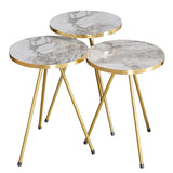 Masuțe Weber, set de 3 piese, Negru - Alb, 34x34x52 cm - Alb