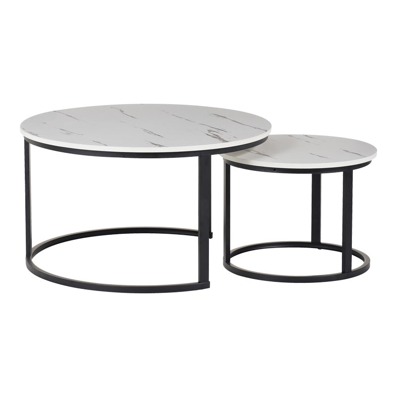 Mese de cafea Solme I, Set 2 piese, 80x80x45 cm - Alb-Negru