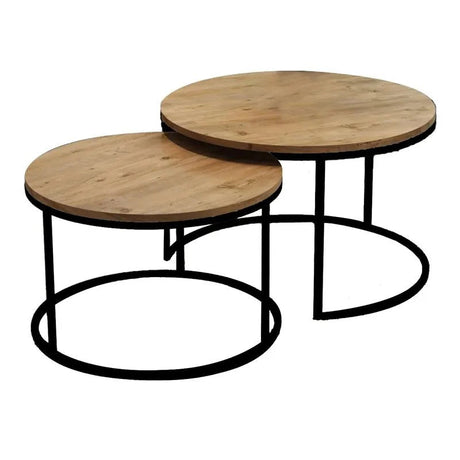 Mese de cafea set 2 piese Solme, Lemn și Metal, variate, 75x75x45 cm