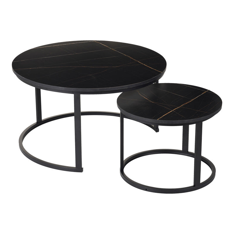 Mese de cafea Solme I, Set 2 piese, 80x80x45 cm - Negru