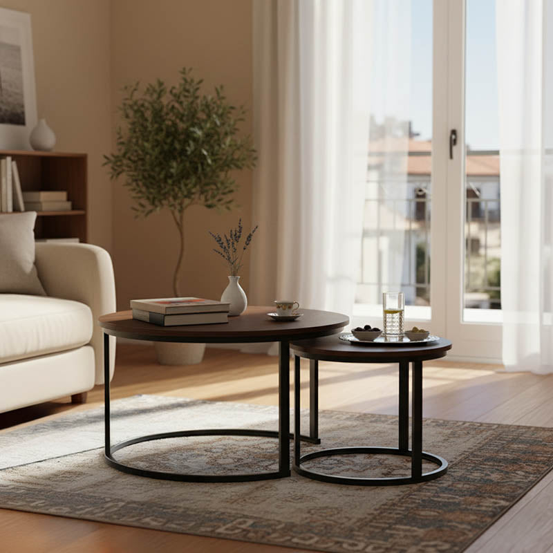 Mese de cafea Solme I, Set 2 piese, 80x80x45 cm - Mese de cafea Solme I, Set 2 piese, 80x80x45 cm - 271-000042