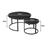 Mese de cafea Solme I, Set 2 piese, 80x80x45 cm - Nuc
