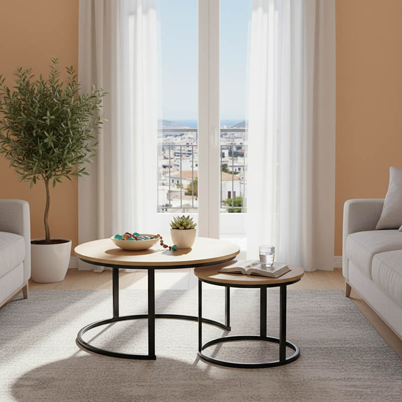 Mese de cafea Solme I, Set 2 piese, 80x80x45 cm - Mese de cafea Solme I, Set 2 piese, 80x80x45 cm - 271-000046