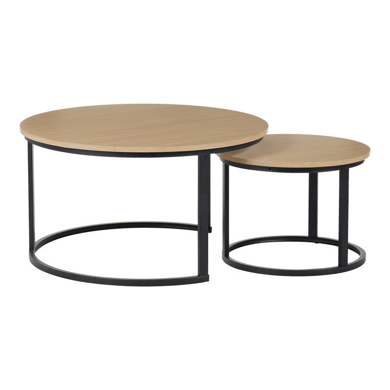 Mese de cafea Solme I, Set 2 piese, 80x80x45 cm - Stejar
